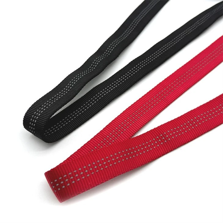 Reflective tubular webbing for dog leash